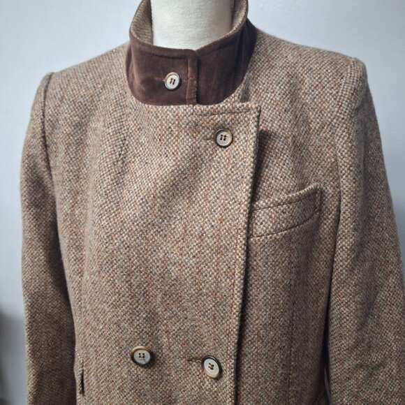 Mackintosh Montello Wool Jacket Brown Coat Buttons Vintage Womens Size 12 - Picture 14 of 16